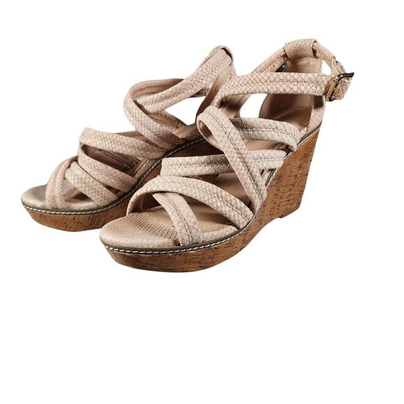 Sole Society Platform Wedge Heel Beige Strappy Sandals Womens 10B/EU40 Shoes EUC - Picture 2 of 11